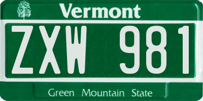 VT license plate ZXW981