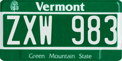 VT license plate ZXW983