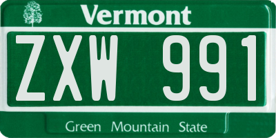 VT license plate ZXW991
