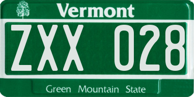 VT license plate ZXX028