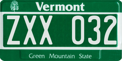 VT license plate ZXX032