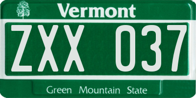VT license plate ZXX037