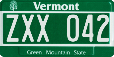 VT license plate ZXX042