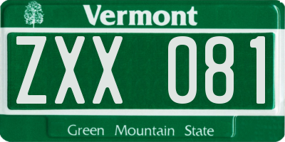 VT license plate ZXX081