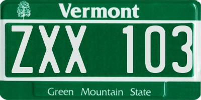VT license plate ZXX103