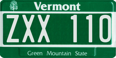VT license plate ZXX110