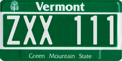 VT license plate ZXX111
