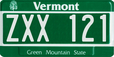 VT license plate ZXX121