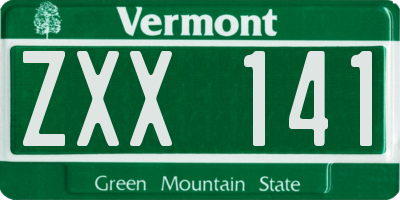 VT license plate ZXX141