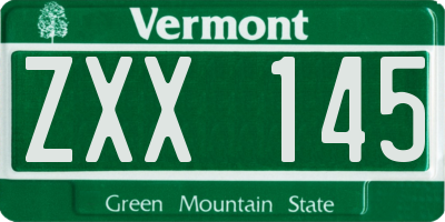 VT license plate ZXX145