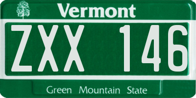 VT license plate ZXX146