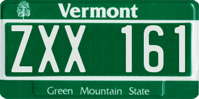 VT license plate ZXX161