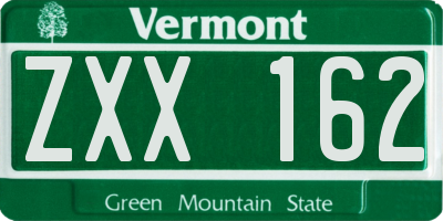 VT license plate ZXX162