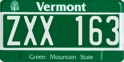 VT license plate ZXX163