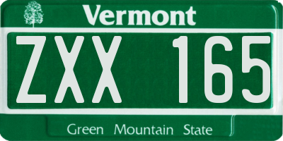 VT license plate ZXX165