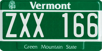 VT license plate ZXX166