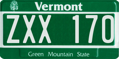 VT license plate ZXX170