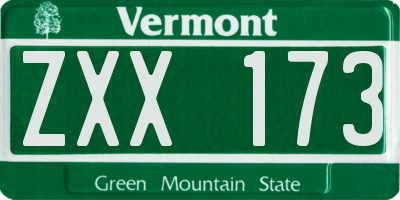 VT license plate ZXX173