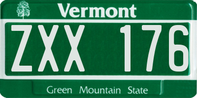 VT license plate ZXX176