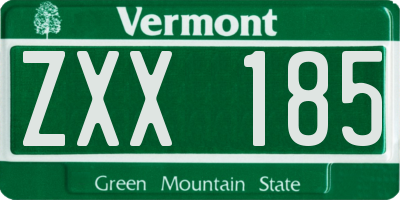 VT license plate ZXX185