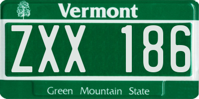 VT license plate ZXX186