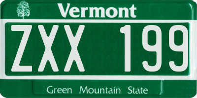 VT license plate ZXX199