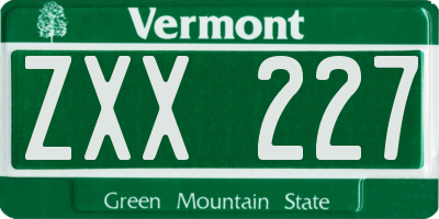 VT license plate ZXX227