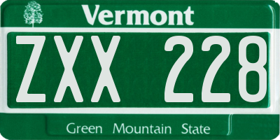 VT license plate ZXX228