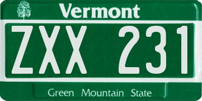 VT license plate ZXX231