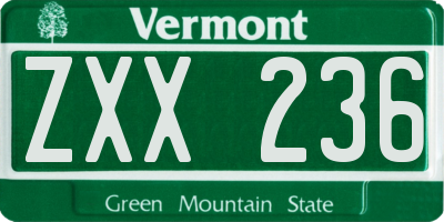 VT license plate ZXX236