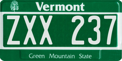VT license plate ZXX237