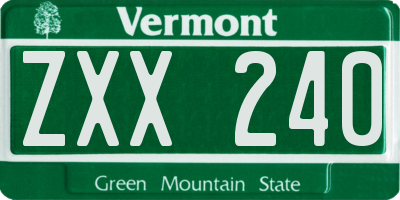 VT license plate ZXX240