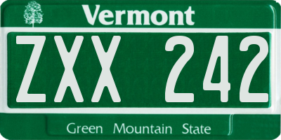 VT license plate ZXX242
