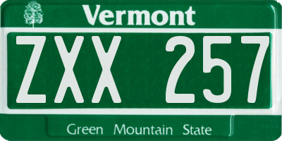 VT license plate ZXX257