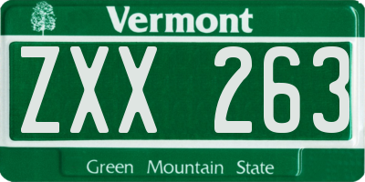 VT license plate ZXX263