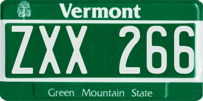 VT license plate ZXX266