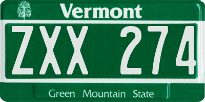 VT license plate ZXX274