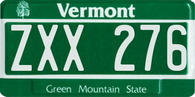 VT license plate ZXX276