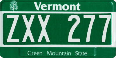 VT license plate ZXX277