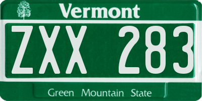 VT license plate ZXX283