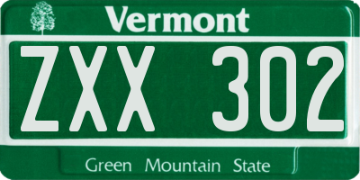 VT license plate ZXX302