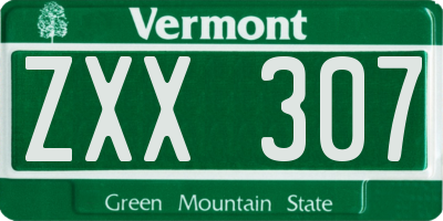 VT license plate ZXX307