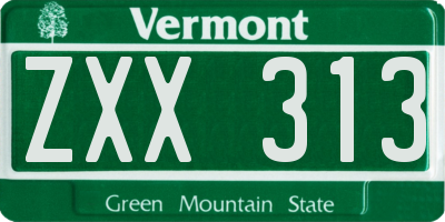 VT license plate ZXX313