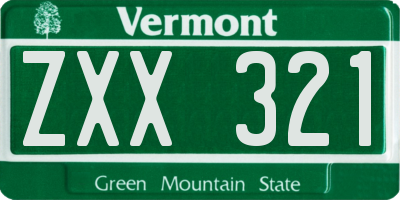 VT license plate ZXX321