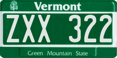 VT license plate ZXX322