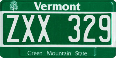 VT license plate ZXX329