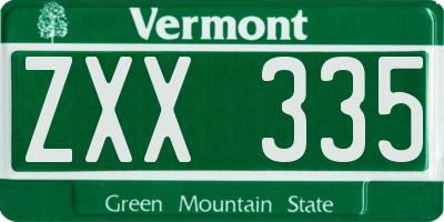 VT license plate ZXX335