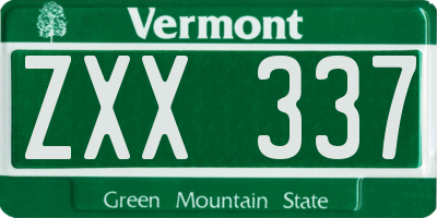 VT license plate ZXX337