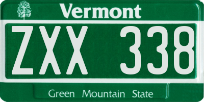 VT license plate ZXX338