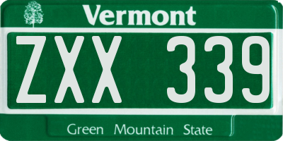 VT license plate ZXX339